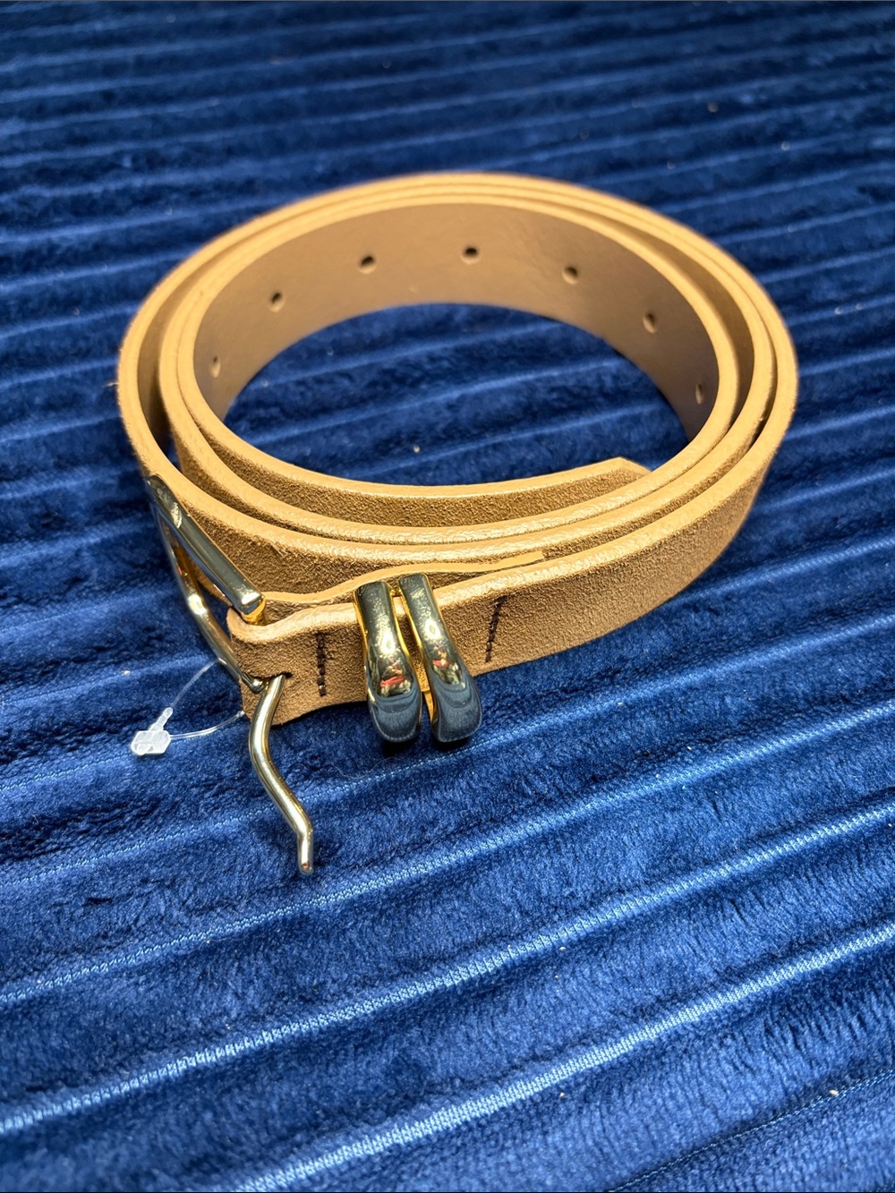 J. Crew Tan Leather Belt with Gold Buckle